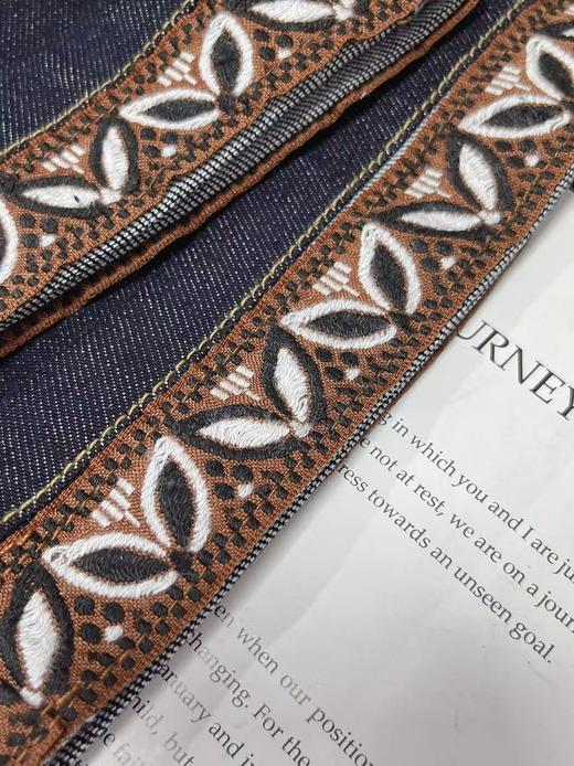 【爆款牛仔】2025秋季新品～7319两穿可卷边重工刺绣裤口单宁蓝牛仔直筒裤-喜出 商品图6