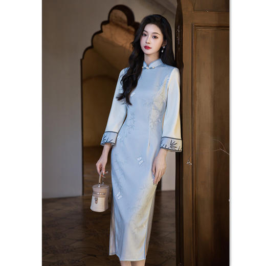 GX时尚改良新中式长款倒大袖少女款旗袍2025秋季新款日常旗袍 商品图3