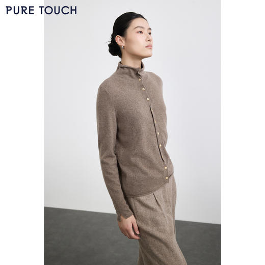 PURE TOUCH女装 25秋冬新款绒毛混纺半高领针织开衫直身宽松外搭 商品图4