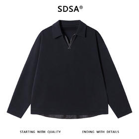 SDSA男士秋冬新款痞帅男装潮牌撞色拼接假两件翻领卫衣百搭时尚