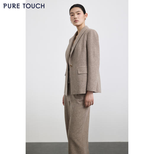 PURE TOUCH女装 25秋冬羊毛混纺西装外套钢花呢收腰简约通勤西服 商品图4