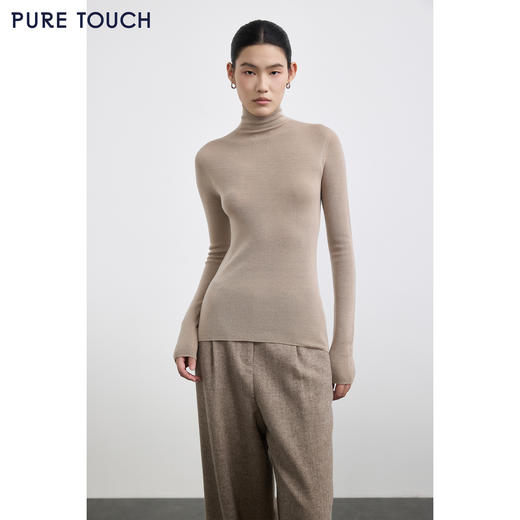 PURE TOUCH女装 25秋冬新款丝毛混纺高领羊毛衫弹力修身套头衫 商品图0