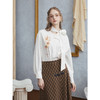 两三事梵高文艺 追忆晴空 2025冬季新款优雅绣花绑带领白色衬衫女 商品缩略图1