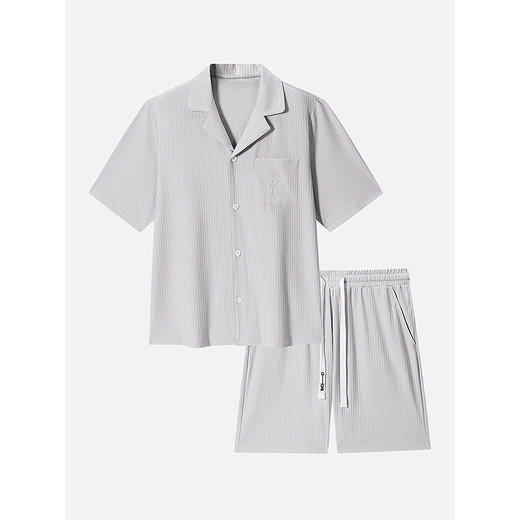 GXG男士家居服 松软肌理感短袖短裤睡衣套装男 25年春夏新品 商品图4