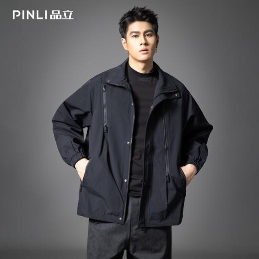 PINLI品立2025秋季新款潮牌立领夹克男宽松休闲百搭工装外套上衣GD253104003 商品图2