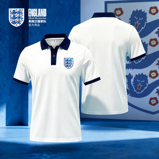 【官方正版】英格兰国家队 | 蓝白拼色POLO休闲商务短袖 商品图0