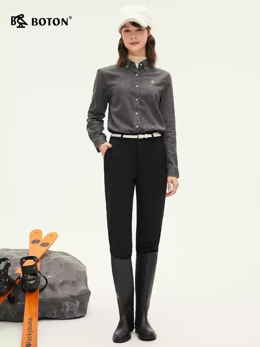 波顿女士四季 净色衬衫 翻领宽松 全棉舒垂牛仔长袖休闲款LS035324 商品图2