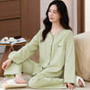 秋季莫代尔睡衣女开衫圆领长袖长裤家居服套装前扣青年中年款简约 商品缩略图3