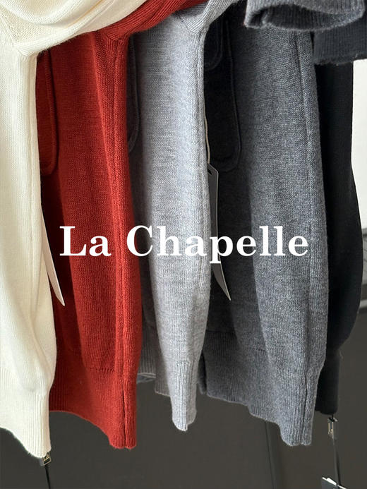 专柜实拍【软糯绵羊毛】拉夏贝尔/La Chapelle高级简约双口袋纯色针织开衫女宽松圆领长袖毛衣 商品图3