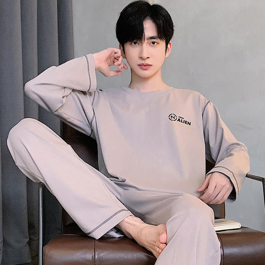 新款春秋季睡衣男春款长袖长裤家居服套装简约休闲居家青年可外穿 商品图4