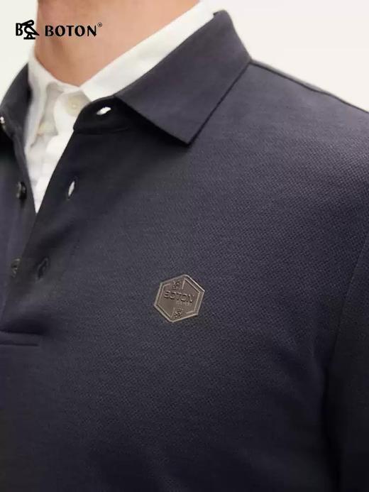 [羊绒桑蚕丝]波顿男士春秋冬 POLO 衫 合身长袖 柔适美式休闲款MT022324 商品图3