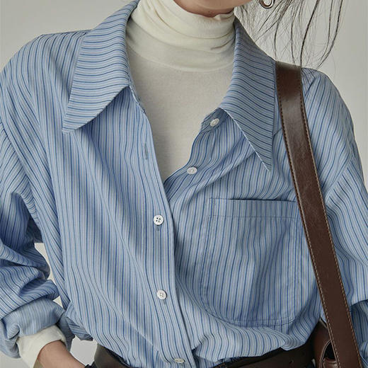 馥迦法式经典蓝色条纹衬衫 商品图2