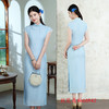 GX修身时尚纯色提花连袖旗袍2025初秋新款改良新中式日常可穿旗袍裙 商品缩略图1