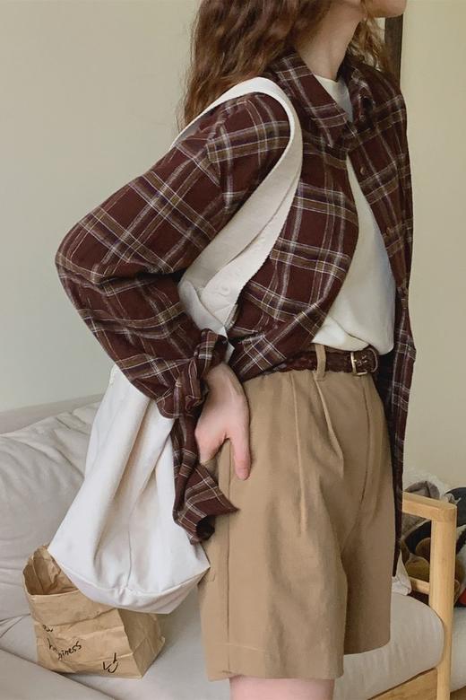 Kai & Kiera 休闲复古慵懒格子衬衣 18835 商品图3