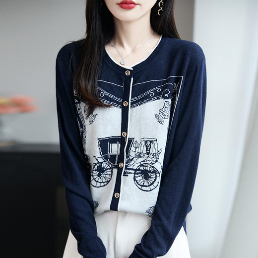 马车提花针织打底衫，洋气女装毛衣CC-XIX-TN112 商品图2