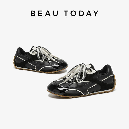 BeauToday【赠网球挂饰】黑色德训鞋 时尚大头休闲女鞋29962 商品图1