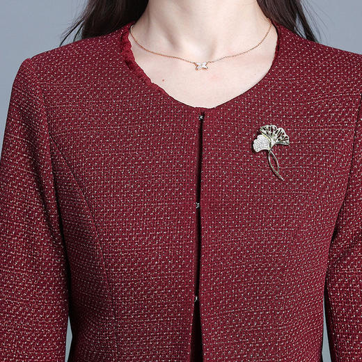 QYM 725012-Y外套+连衣裙两件套中长款包臀职业裙厚款时髦连衣裙 商品图3