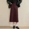 西遇复古棱格毛呢半身裙女秋季新款学院风高腰显瘦直筒中长裙V3355237/V3355195/V3355238 商品缩略图2