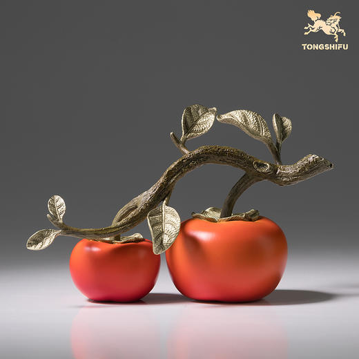 铜师傅《好事成双》客厅桌面铜柿子摆件 家居装饰品中秋节礼物 商品图1