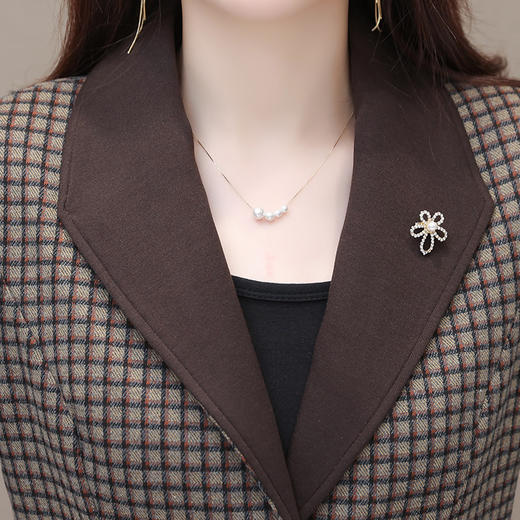 QYM 762115-Y格子风衣外套时尚优雅大衣 商品图3