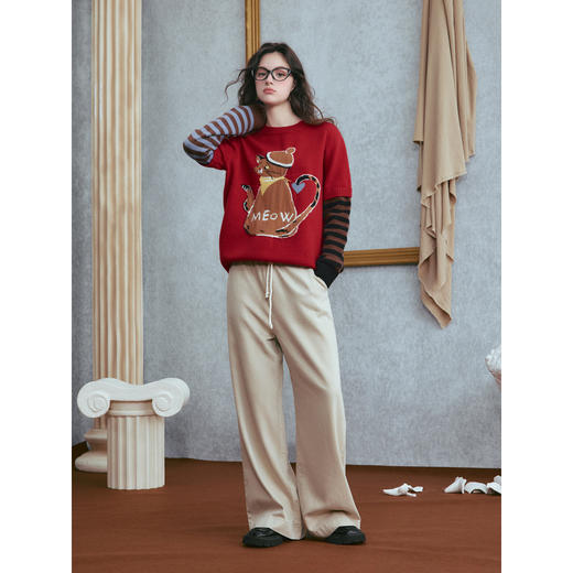 两三事 半梦时分 2025秋冬新款百搭抽绳绑带阔腿休闲裤女 商品图1