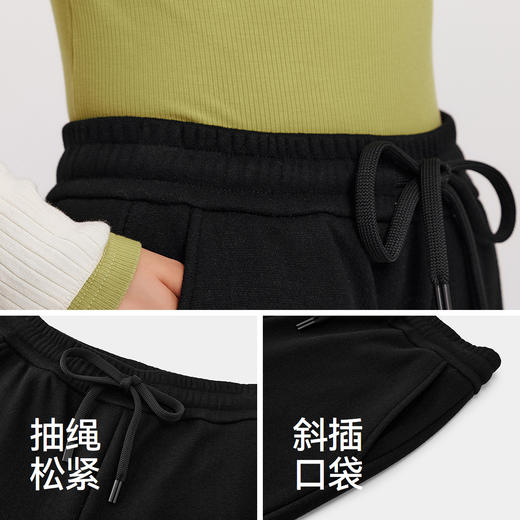[商场同款]森马休闲裤女纯色仿呢阔腿裤冬季2024新款加绒长裤气质 商品图3