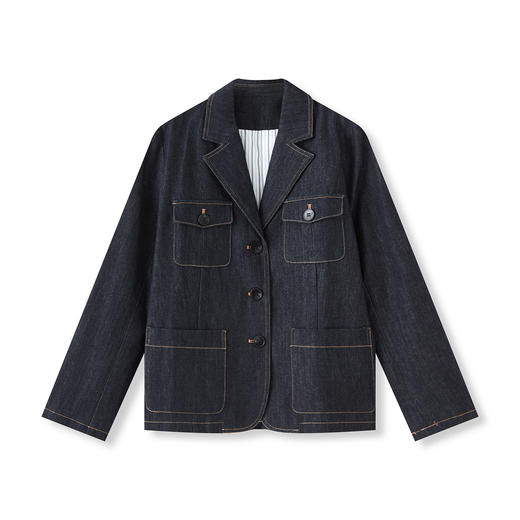 「高货wl」全新升级【铂金会员367/天猫499/差价132】(53342)洛诗琳法式复古西装型牛仔外套2025秋季宽松通勤气质西服 商品图4