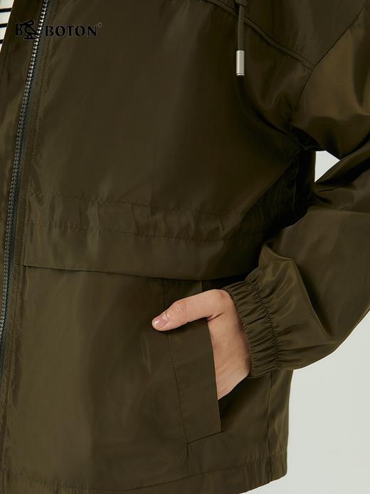 【抗静电防泼水】波顿女士春秋常规款风衣松弛随性宽松连帽款LJ909323 商品图3