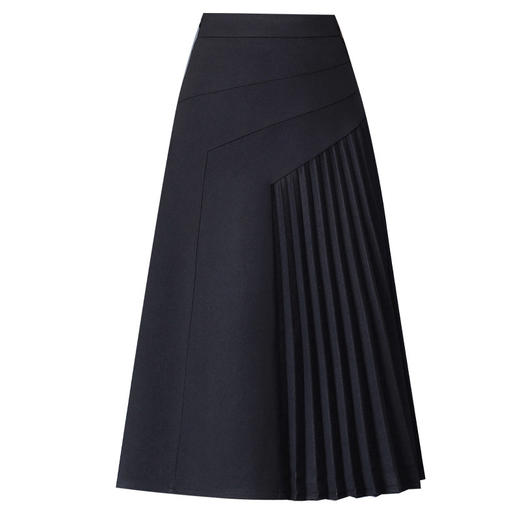 QYM 2110-Y毛呢压褶裙时尚高腰半 身裙气质A字裙 商品图4