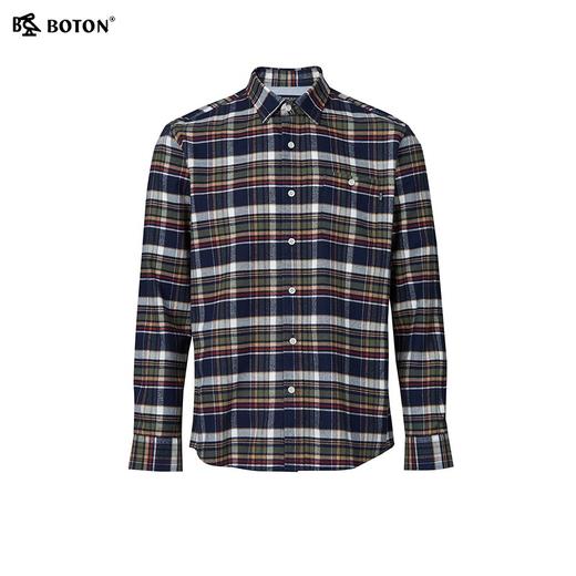 【抗菌防臭】波顿男士春秋冬季 衬衫 磨毛格纹合身 柔暖英伦风休闲长袖款MS065324 商品图4