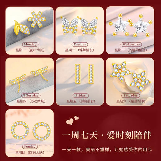 Winy s925银周间花语星期耳钉送女朋友/老婆/闺蜜生日节日礼物 商品图3