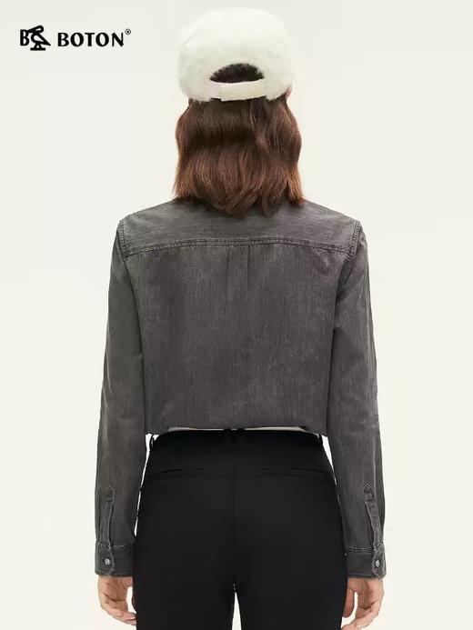 波顿女士四季 净色衬衫 翻领宽松 全棉舒垂牛仔长袖休闲款LS035324 商品图3