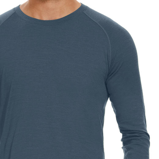 IGUANA可机洗新品男式美利奴羊毛长袖T恤速干户外徒步青灰色 商品图4