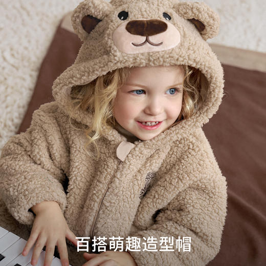 【宝宝服饰】嫚熙儿童家居服双面羊羔绒宝宝睡衣秋冬季加厚保暖男女分体套装 商品图2