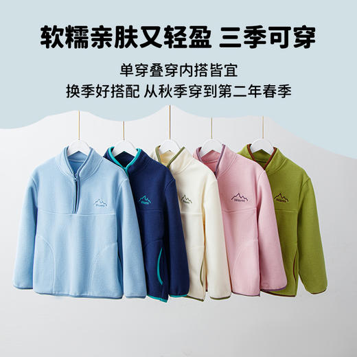 *【A类品质，聚热保暖】儿童秋冬新款五色摇粒绒套头卫衣半拉链卫衣中大童保暖加绒立领上衣100% 商品图3