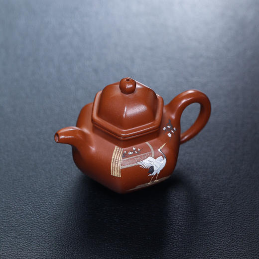 【青山特惠】宜兴原矿精品全手工 朱泥 六方掇球 紫砂壶 220cc 周玉奇【大拍级陶手】石昌泥绘 商品图7