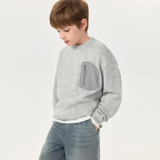 马克珍妮男童个性口袋绵羊毛针织衫2025年秋冬新款551866 商品图3