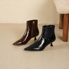 Westory2025年冬季小方头中跟抓邹牛油皮简约百搭短靴S25DS85931 商品缩略图0