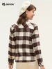 波顿女士三季 外套 磨毛格纹翻领 宽松柔暖轻搭衬衫型外套LSJ032324 商品缩略图3