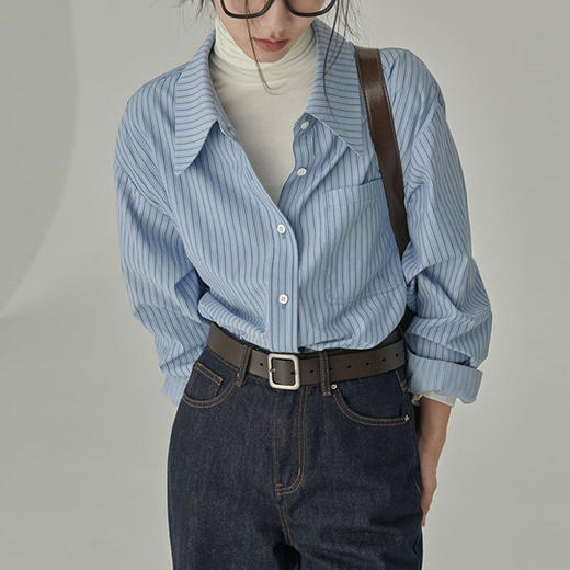 馥迦法式经典蓝色条纹衬衫 商品图5