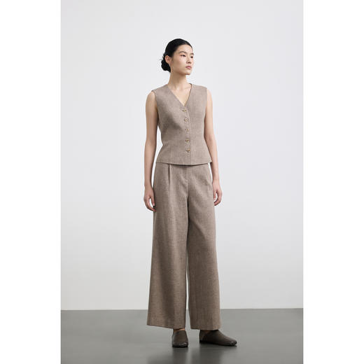 PURE TOUCH女装 25秋冬新款羊毛混纺西装裤通勤高腰直筒厚款长裤 商品图6