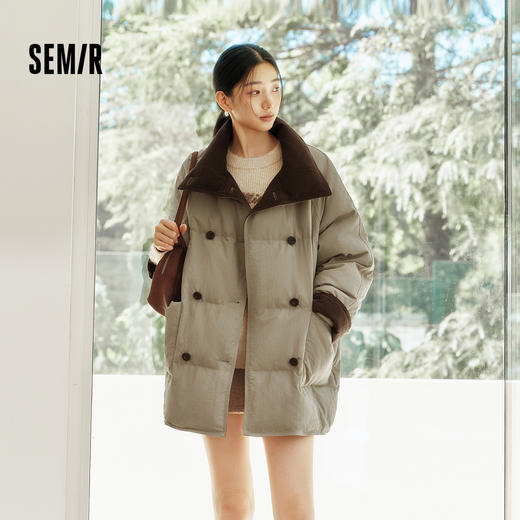 森马羽绒服女冬中长款oversize插肩袖80绒子2025新款优雅复古风衣 商品图1