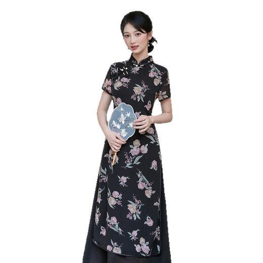 GX改良民族风长款剪花奥黛旗袍裙2025秋季新款大码新中式奥黛 商品图4