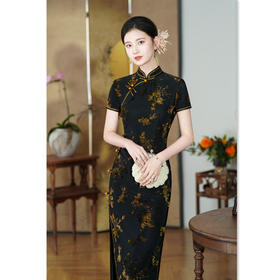 GX老上海复古中国风冰花绒长款高级感婚宴旗袍2025初秋新款大码旗袍