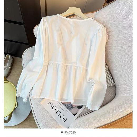 【秋上新】刺绣款～水洗棉635刺绣蕾丝边小衫上衣-喜出 商品图2