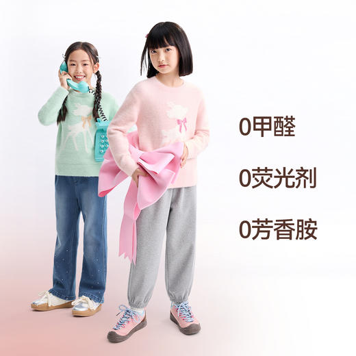 女童圆领长袖针织衫冬季新款安奈儿童装EG544635 商品图2