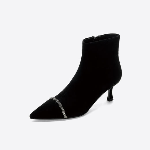 Westory2025年冬季尖头高跟小香风拼接优雅短靴S25DS85891 商品图10