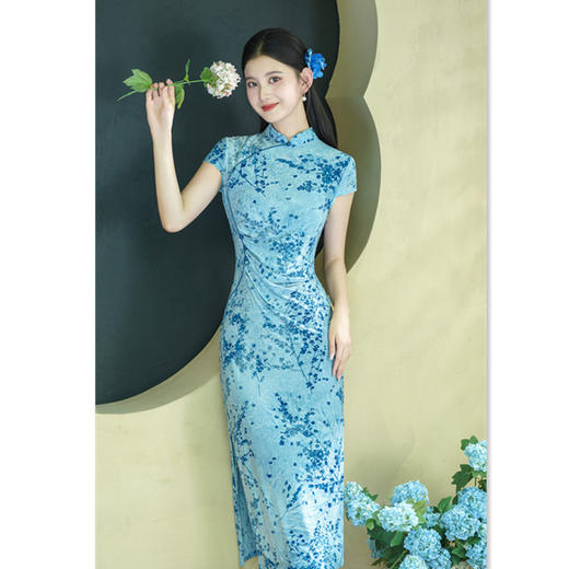 GX时尚新中式复古改良设计感小众温柔旗袍2025初秋收腰少女款旗袍裙 商品图3