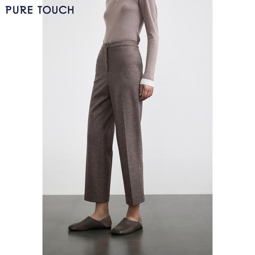 PURE TOUCH女装 25秋冬新款羊毛混纺西装裤OL通勤中高腰直筒长裤 商品图4