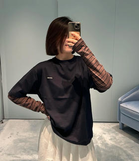 𝐌𝐢𝐮拼接袖子假两件T恤88c